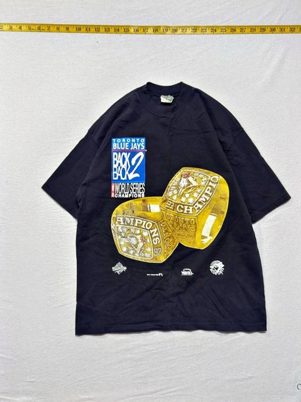 Waves Toronto Blue Jays Back 2 Back World Series Champions T-Shirt Black Gold